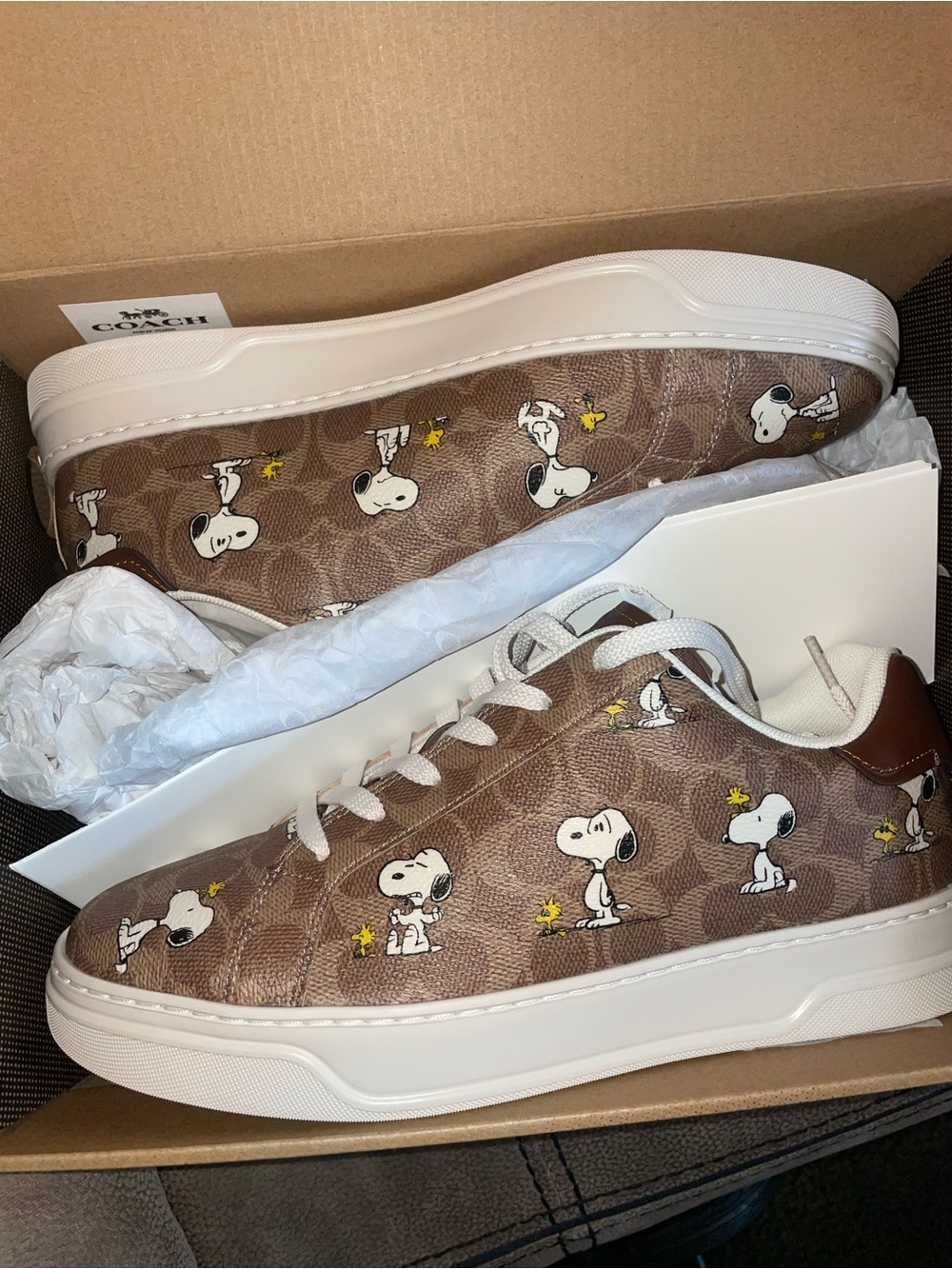 Coach Men’s Brown Snoopy Low-Top Sneakers